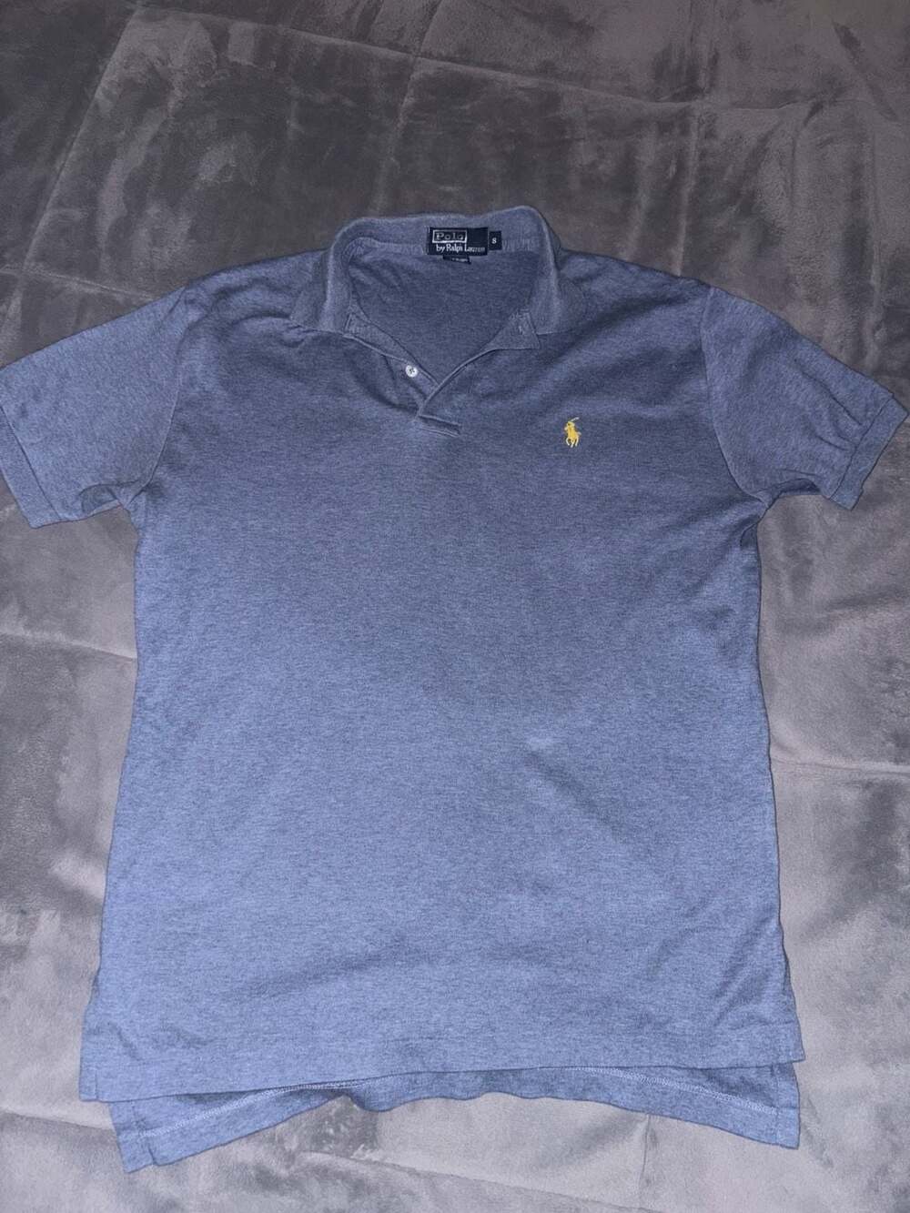 Polo Ralph Lauren Polo Shirt Size S Blue Yellow Logo Cotton